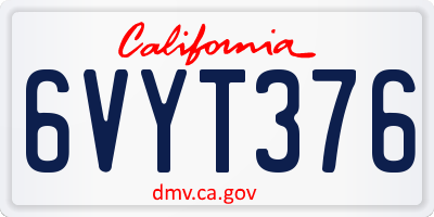 CA license plate 6VYT376