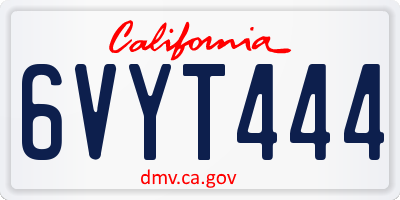 CA license plate 6VYT444