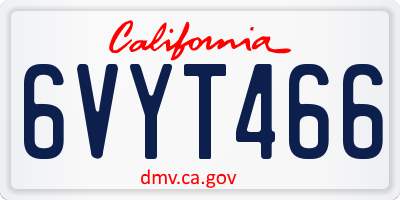 CA license plate 6VYT466