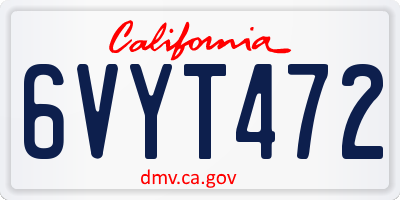 CA license plate 6VYT472