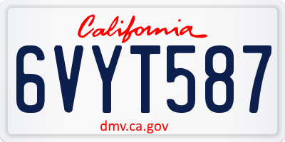 CA license plate 6VYT587