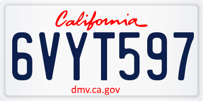 CA license plate 6VYT597