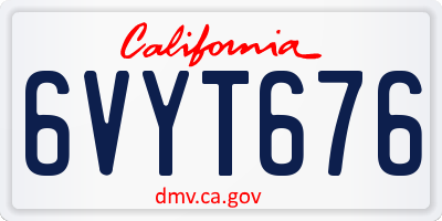 CA license plate 6VYT676