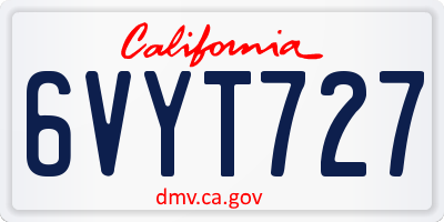 CA license plate 6VYT727