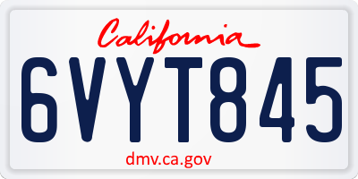CA license plate 6VYT845