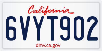 CA license plate 6VYT902