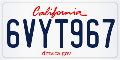 CA license plate 6VYT967