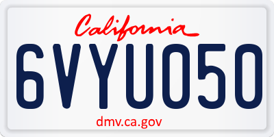 CA license plate 6VYU050