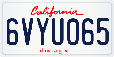 CA license plate 6VYU065
