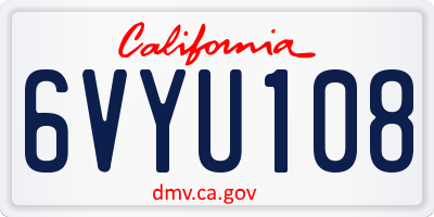 CA license plate 6VYU108