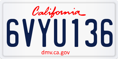 CA license plate 6VYU136