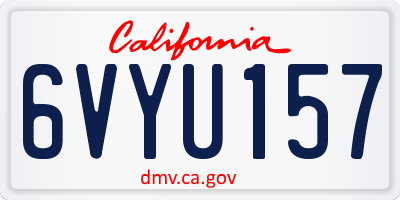 CA license plate 6VYU157