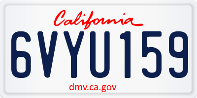 CA license plate 6VYU159
