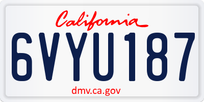 CA license plate 6VYU187