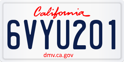 CA license plate 6VYU201
