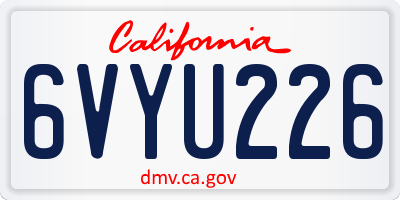 CA license plate 6VYU226