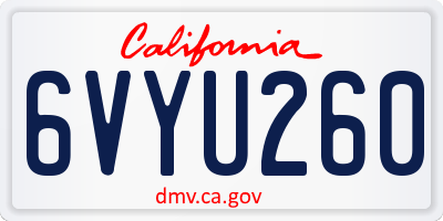 CA license plate 6VYU260