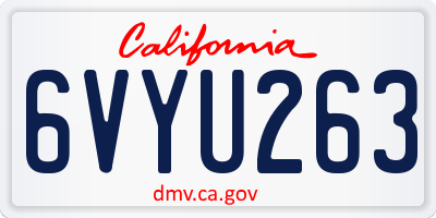 CA license plate 6VYU263