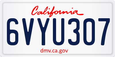 CA license plate 6VYU307