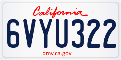 CA license plate 6VYU322
