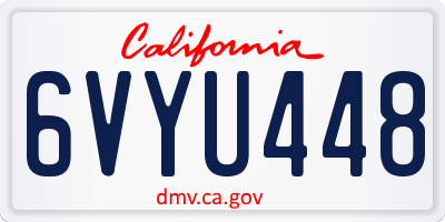 CA license plate 6VYU448