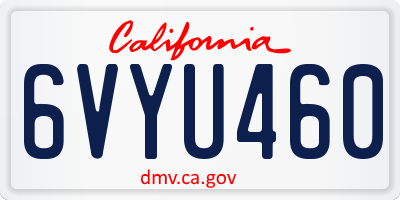 CA license plate 6VYU460