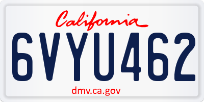 CA license plate 6VYU462