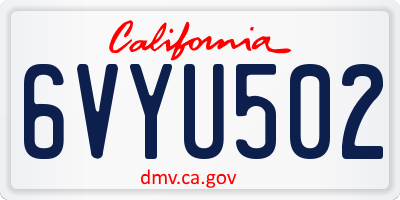 CA license plate 6VYU502
