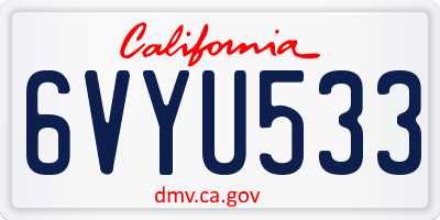 CA license plate 6VYU533