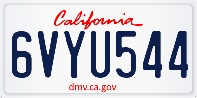 CA license plate 6VYU544