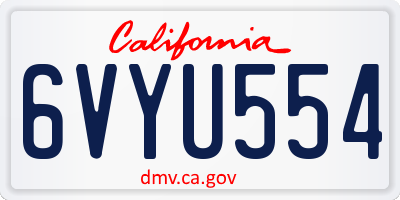 CA license plate 6VYU554