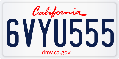 CA license plate 6VYU555