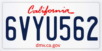 CA license plate 6VYU562