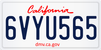 CA license plate 6VYU565