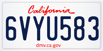 CA license plate 6VYU583