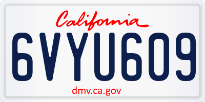 CA license plate 6VYU609