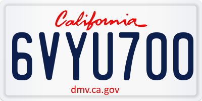 CA license plate 6VYU700