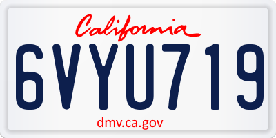 CA license plate 6VYU719