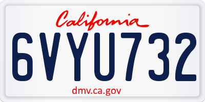 CA license plate 6VYU732