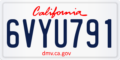 CA license plate 6VYU791