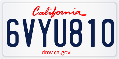 CA license plate 6VYU810
