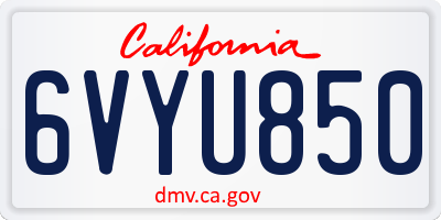 CA license plate 6VYU850