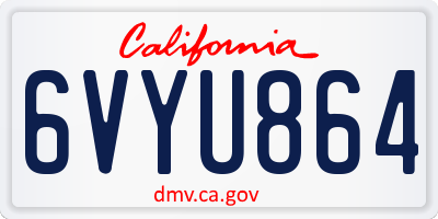 CA license plate 6VYU864