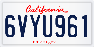 CA license plate 6VYU961