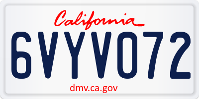 CA license plate 6VYV072