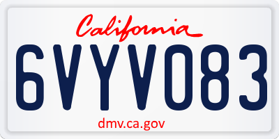 CA license plate 6VYV083