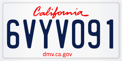 CA license plate 6VYV091