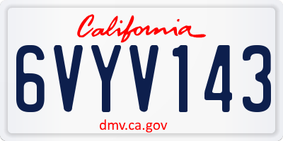 CA license plate 6VYV143
