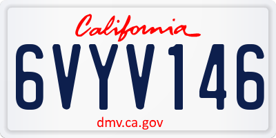 CA license plate 6VYV146