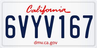 CA license plate 6VYV167